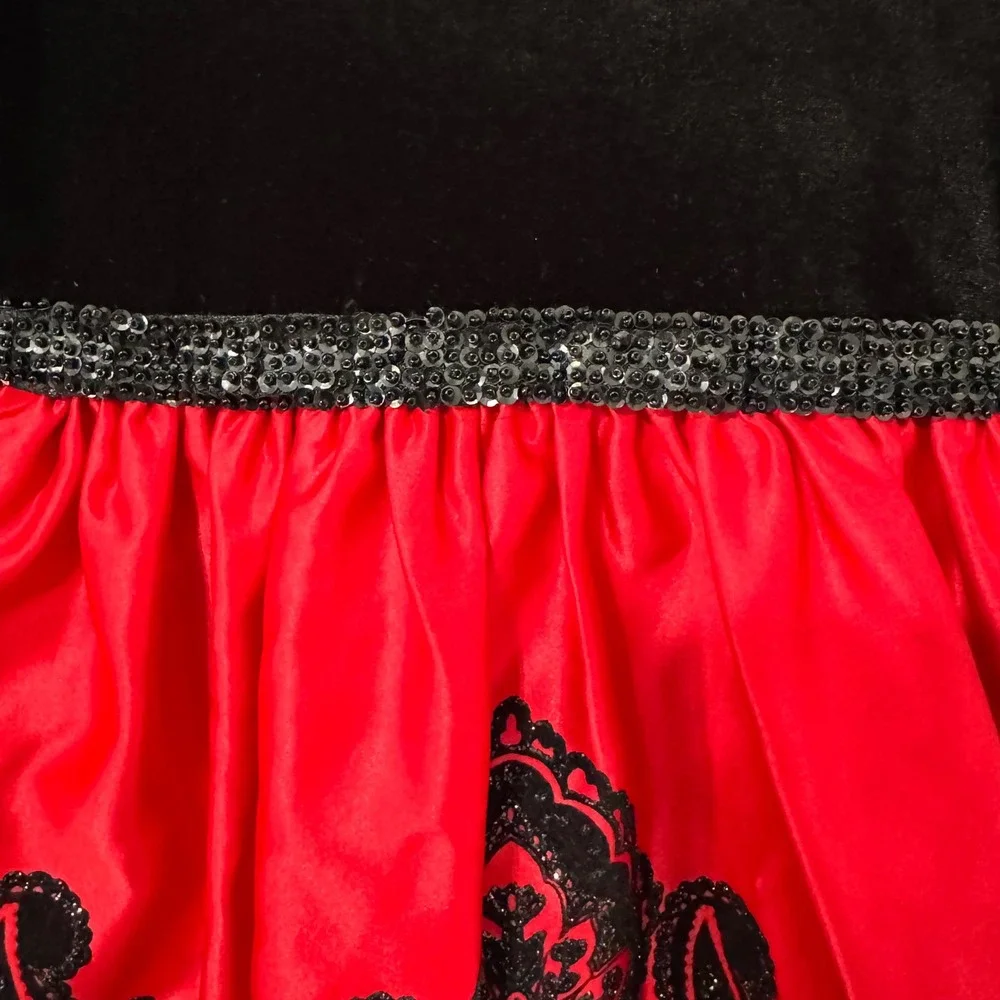Rare Editions 4T Girls Black‎ Velvet Red Satin Paisley Sequin Holiday Dress